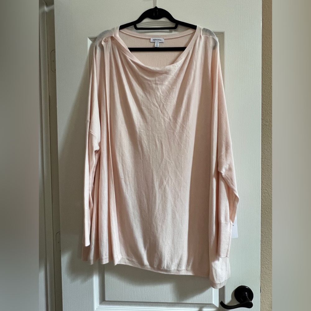 Light Pink Women’s Draped Long Sleeve Top